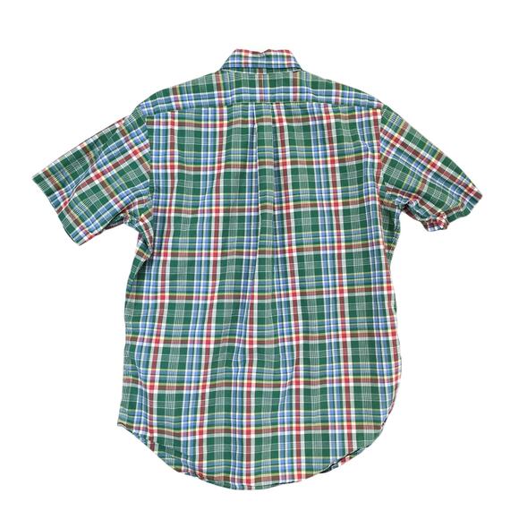 Vtg Ralph Lauren Classic Fit Men's M Green Plaid Button Down Shirt Short Sleeve - Picture 2 of 6